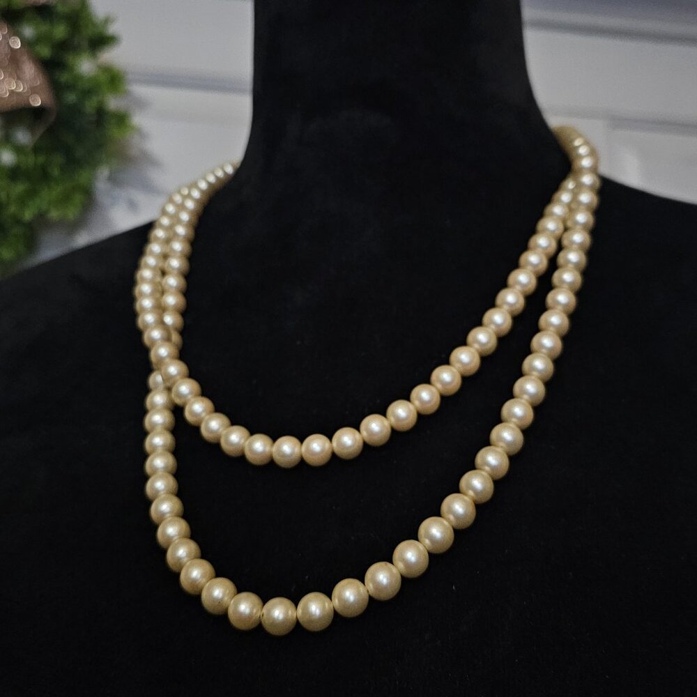 Vintage Faux Pearls Necklace Extra Long / Style-able Many Ways!